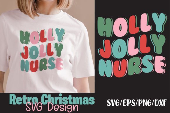Holly Jolly Nurse Retro Svg: Graphics for Crafts