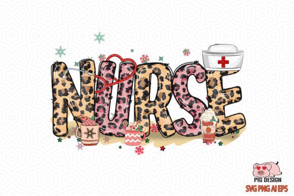 Leopard Nurse Christmas SVG for Crafts & Graphics