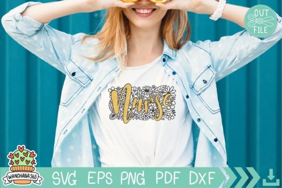 Nurse Floral & Typography Graphics for Crafts